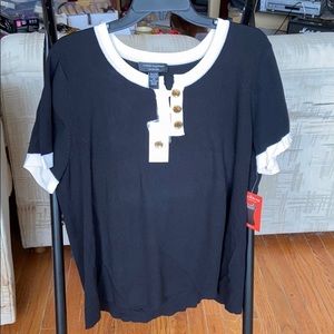 Cable & Gauge black/white top Size 2X NEW with tag